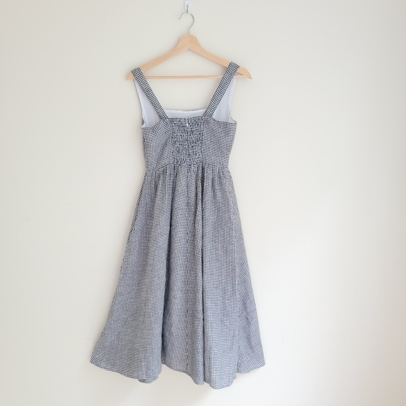 NWT Quince 100% European Linen Fit & Flare Midi Dress, Classic Mini Ginhgham, XS - Picture 4 of 12